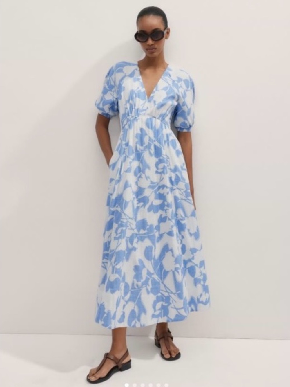 ME+EM 🤍Cheesecloth Tulip Flower Print Maxi Dress